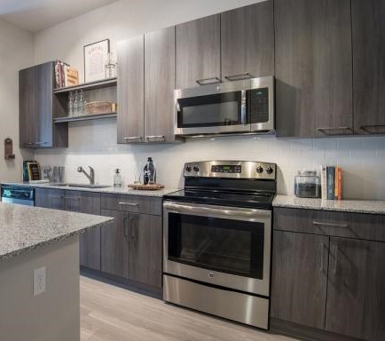 kitchen with frameless cabinets