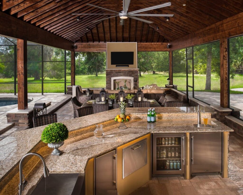 Outdoor kitchens are popular