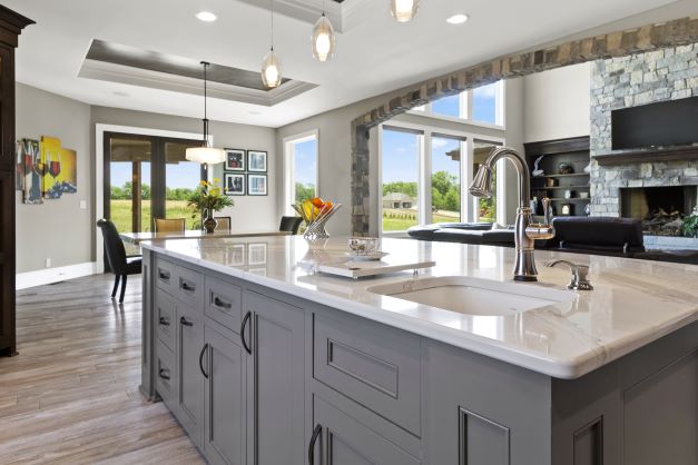 Marble countertop on island