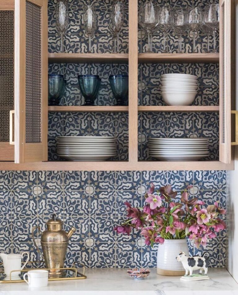 cabinets installed over tile backsplash