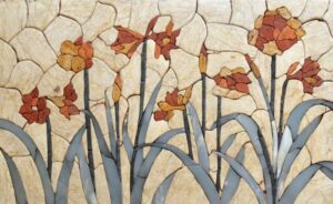 Autumn garden tile mural backsplash