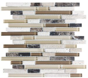 Glass and stone mosaic tile backsplash