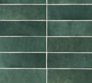 green artisan ceramic subway tile backsplash