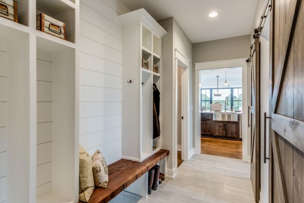Mudroom with shiplap