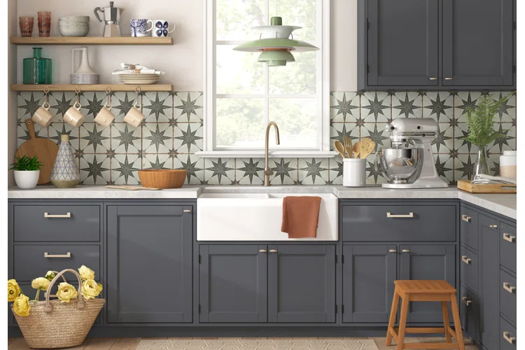 Bold tile kitchen backsplash