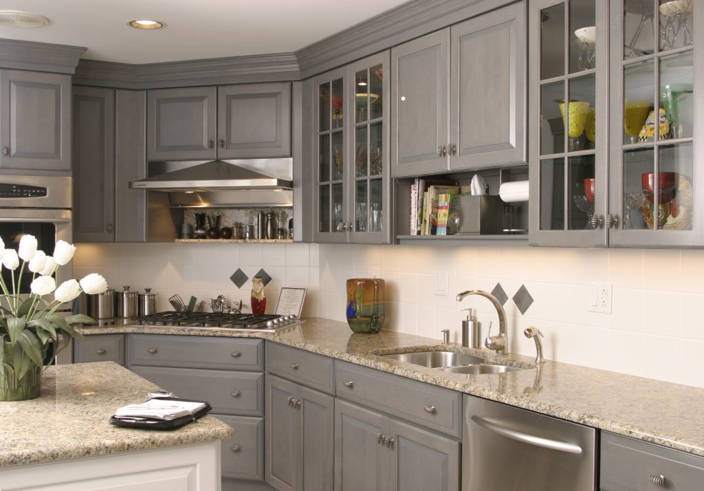 Gray is a neutral color for kitchen cabinets
