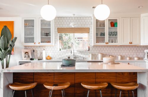 large kitchen with multiple work zones