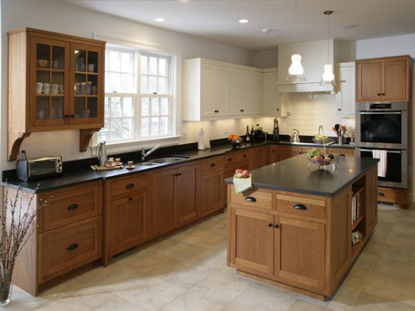 cherry kitchen cabinets finished in natural stain