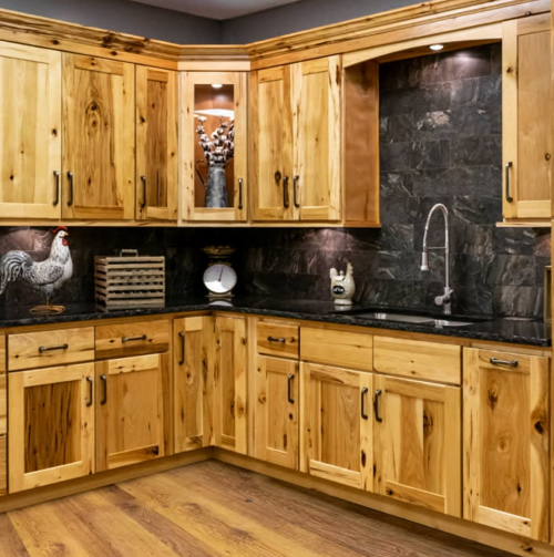Hickory kitchen cabinets with lots of character