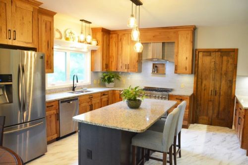 Brighton hickory kitchen cabinets with stain finish