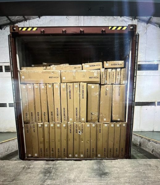 Shipping container loaded with RTA kitchen cabinets