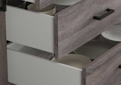 Premier Eurocase Rouche weathered oak drawers with cross edge edge banding