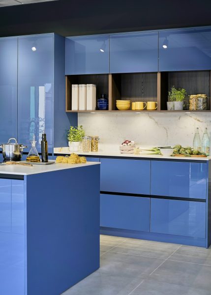 Frameless cabinets iin kitchen with Alvic doors drawers and panels