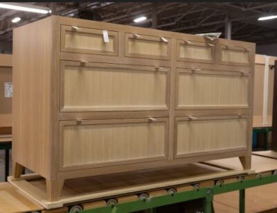 Rift cut white oak cabinet with contrasting center panels