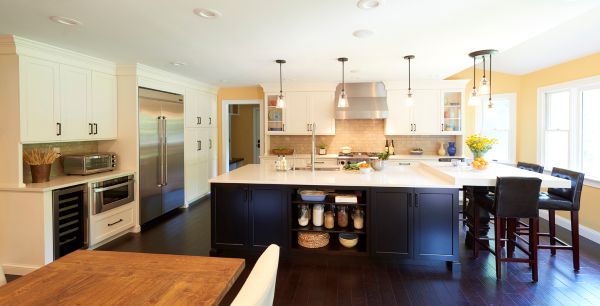 kitchen in open concept floor plan layout