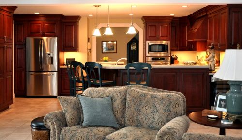 Open concept floor plan with kitchen