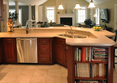 U shape kitchen layout used as part of broken floor plan