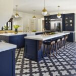 Homestead custom kitchen with blue painted cabinets