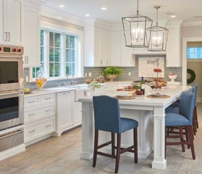 custom kitchen with island seating