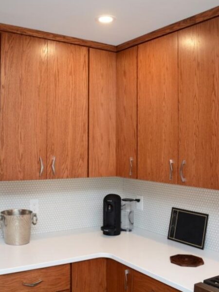 Stained Red Oak cabinets from Brighton Cabinetry