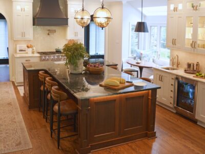 Large central island in kitchen featuring Brighton Cabinetry