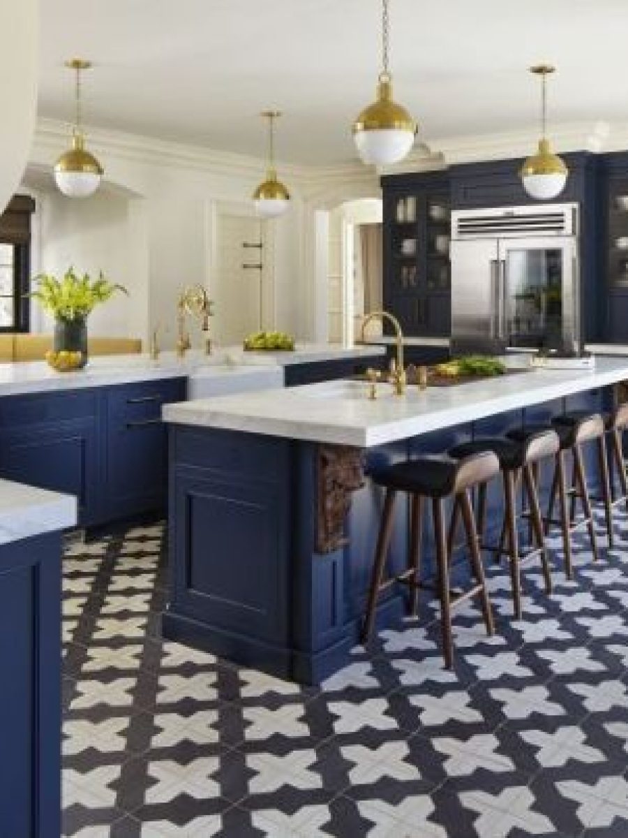 Homestead custom kitchen with blue painted cabinets